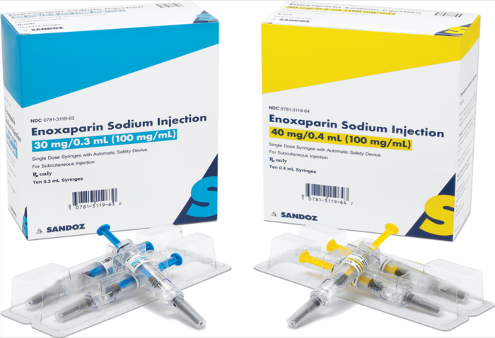Boxes of Enoxaparin Sodium Injection in 30 mg and 40 mg doses